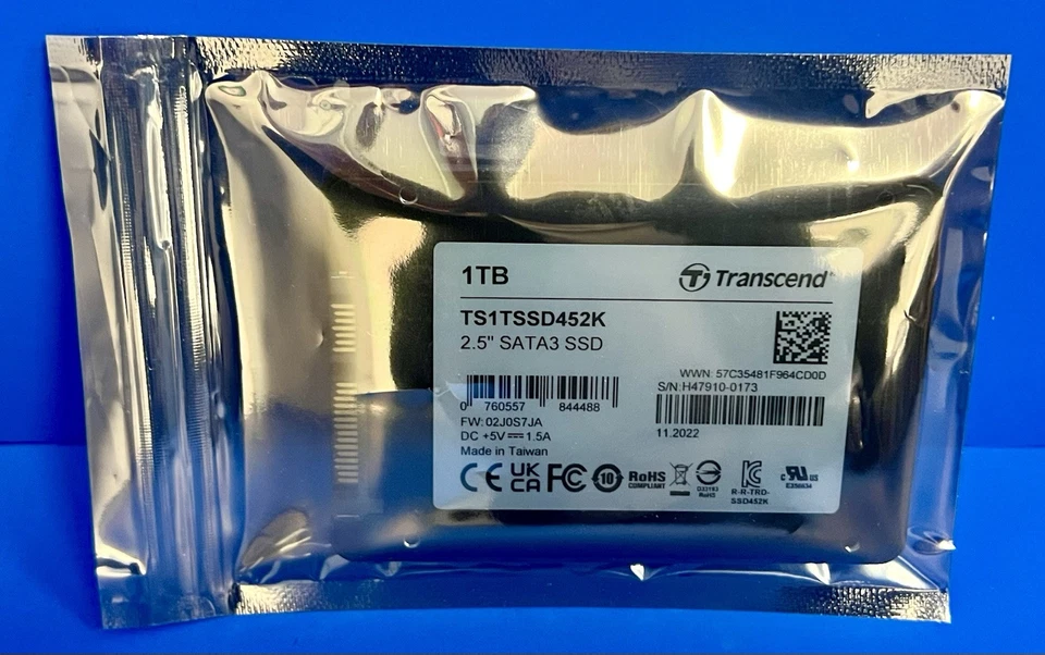 Transcend 2.5" SATA III 6GB/sec 1TB SSD Drive SSD452 TS1TSSD452K 1000GB 3D NAND - Image 3 of 3