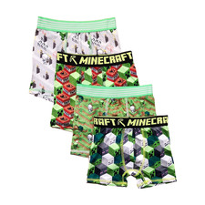 Minecraft Boy's All Over Print Boxer Briefs Underwear, 4-Pack, Sizes XS-XL