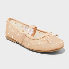 NEW Kids' Faye Mesh Ballet Flats with Sparkle - art class Beige Size 1/75s