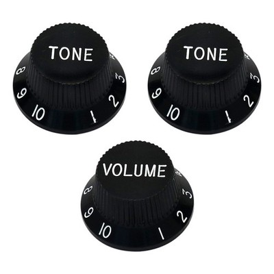 Guitar Speed Knobs 1 Volume 2 Tone Control Knobs for Fender Strat Electric Black
