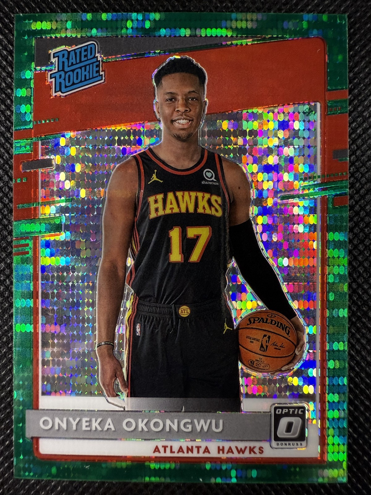 2020-21 Panini Donruss Optic #156 Onyeka Okongwu Green Pulsar Rookie Prizm