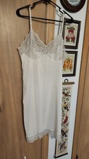 Vintage Vassarette White Nylon Full Slip Lace Trim Adjustable Straps Size A 38
