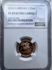 2016 Great Britain Half Sovereign Elizabeth II NGC PF69 Ultra Cameo 0.9167