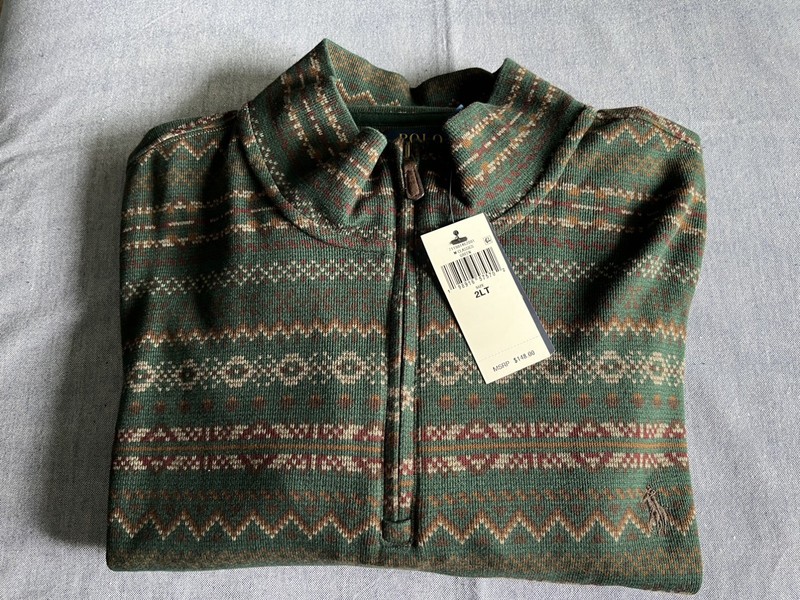 Polo Ralph Lauren Estate Rib 1/4 Zip Pullover Glenboyle Green 2XLT NWT