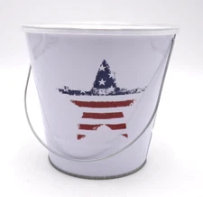 Citronella Wax Candle 18 Oz Bucket Star American Flag. Nice for BBQ Comfort Fun.