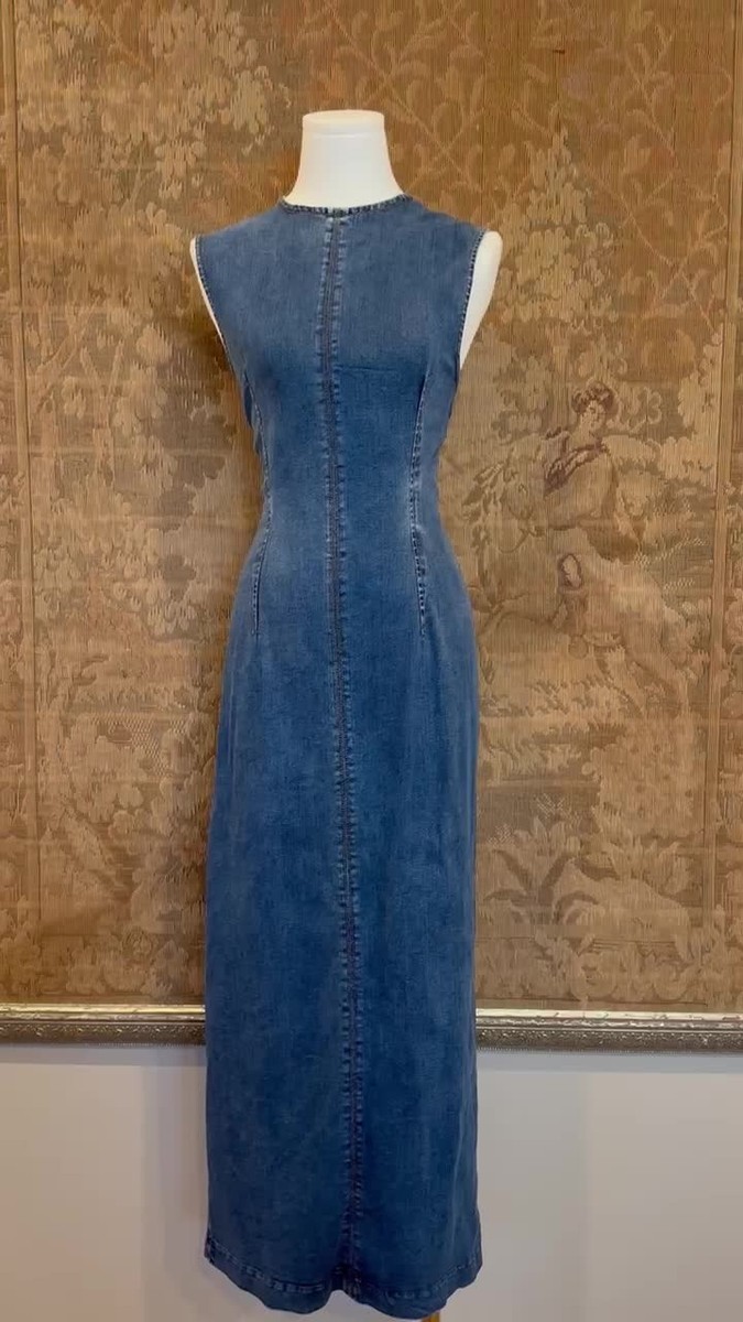 Reformation Kendi Sleeveless Stretch Denim Midi Dress sz 8 | eBay