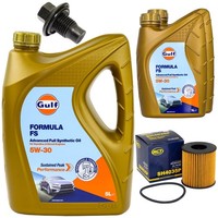 MotoröL Filter Set Gulf Formula FS 5W-30 7 Liter + Schraube FüR Ford Transit 2.2