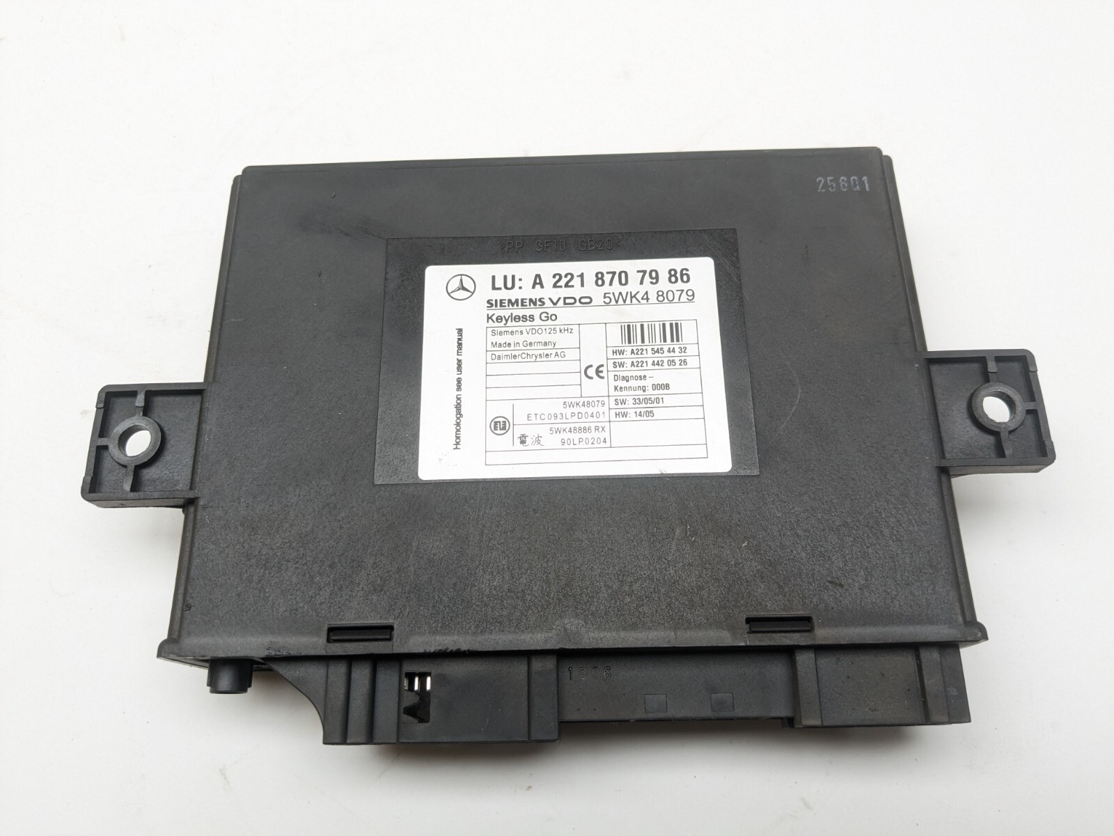 MERCEDES S Class W221 Keyless Go Module ECU Unit a 2218707986 for  