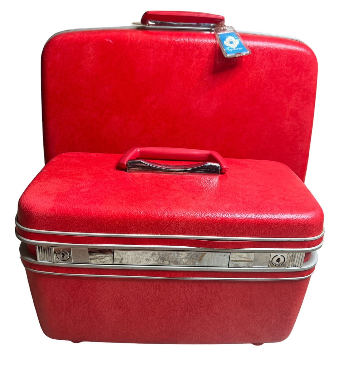 ヴィンテージ　スーツケース　Samsonite Vintage Samsonite Sentry silhoutte red Train Case and