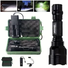 LED Flashlight Torch 800 Yards Hunting White Light Rechargeable Coyote