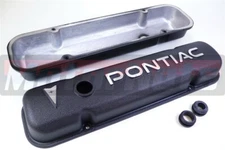 Pontiac Logo Black Powder coat Aluminum Valve Cover 326 400 455 Hot Street Rod