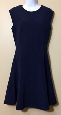 Halogen Ribbed Sleeveless Fit and Flare Dress Size Small Navy Blue