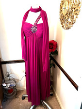 Xscape 2 PC  Formal Gown Dress Size 16W MAGENTA Beaded Maxi One Shoulder Prom