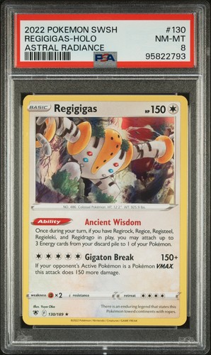 2022 POKEMON SWORD & SHIELD ASTRAL RADIANCE #130 REGIGIGAS HOLO - PSA 8 POP 19