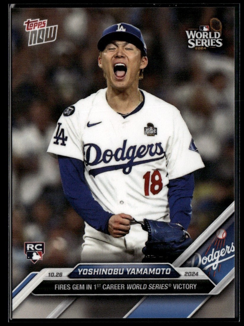 2024 Topps Now Fires Gem Yoshinobu Yamamoto RC Dodgers WS Debut #869