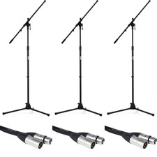 On-stage Stands Ms7701b Euro Boom Microphone Stand 3-pack Bundle With 3 Mic