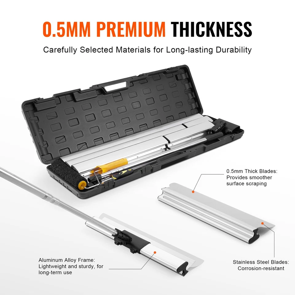 Drywall Skimming Blade Set Knife Combo 10/16/24/32/40 in & 34-81 in Handle - Image 3 of 4