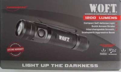 NEW POWERTAC WOFT TACTICAL EDC RECHARGEABLE LED FLASHLIGHT W.O.F.T. 1200 LUMENS