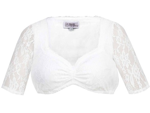MarJo Dirndlbluse Gelina-Maurina halbarm creme Spitze Spitzendirndlbluse Raffung - Bild 4 von 27