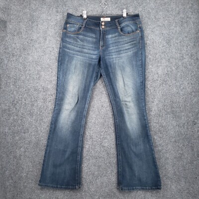 Lei Jeans Womens 13 Junior Blue Sophia Hipster Flare Mid Rise Stretch Denim 