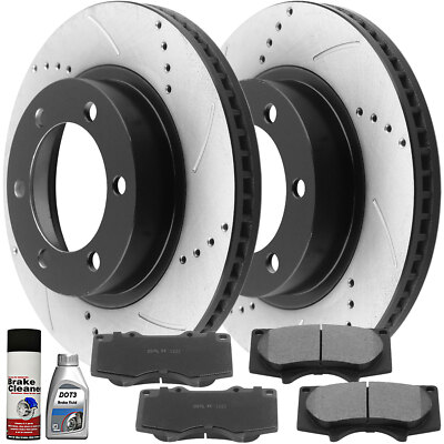 Front Drilled Brake Rotors Ceramic Pads for 2005-2021 Tacoma FJ Cruiser ...