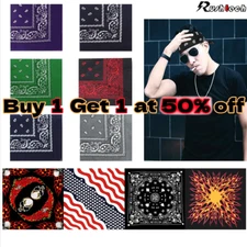 Bandana 100% Cotton Paisley Print Scarf Head Wrap Neck Headband for Men & Women