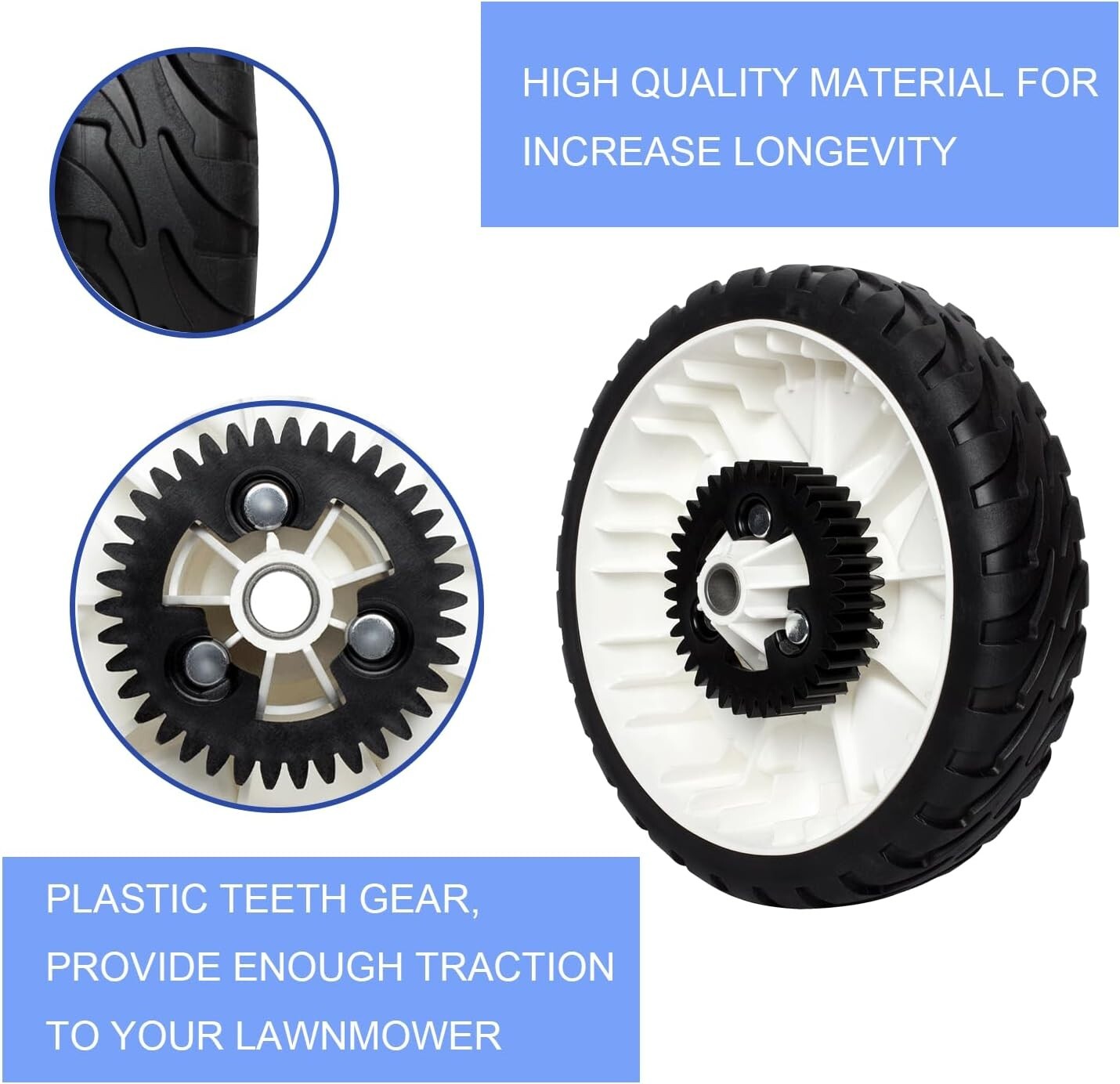 2 Pack Lawn Mower Drive Wheels Replacement Toro 1154695 Wheel Gear