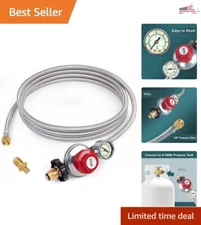 Propane Regulator - 12FT Braided Hose, 30-PSI High Flow, Gauge - Adjustable
