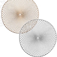 38 cm Tischset Platzdeckchen Platzset rund abwaschbar GOLD / SILBER Kunststoff