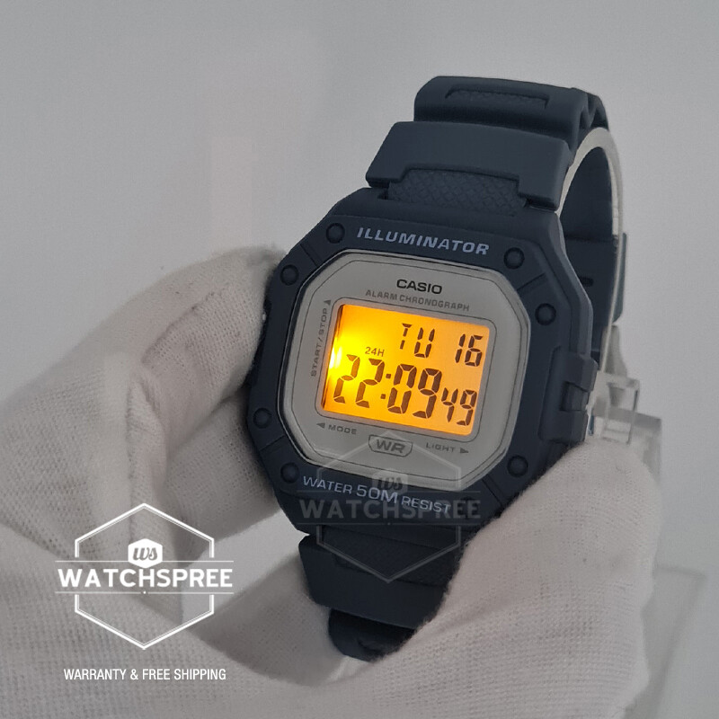 Casio Digital Blue Resin Band Watch W218HC2A eBay