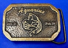 AQUARIUS Jan 21 - Feb 19 Horoscope Astrological Zodiac Cal Metals Belt Buckle