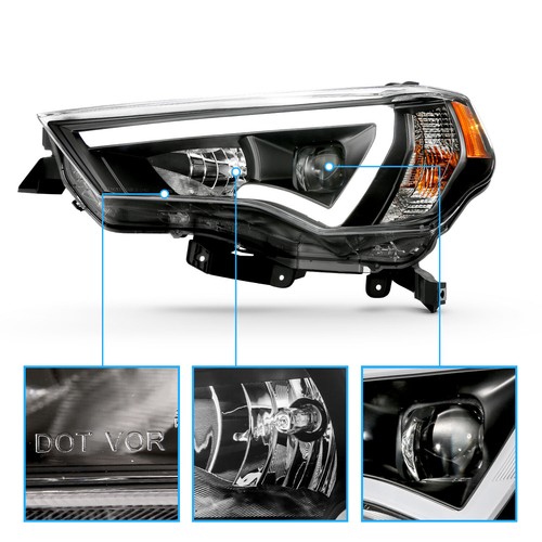 2014-2022 LED Running Light Black Projector Headlights Pair For Toyota 4Runner - Picture 4 of 9