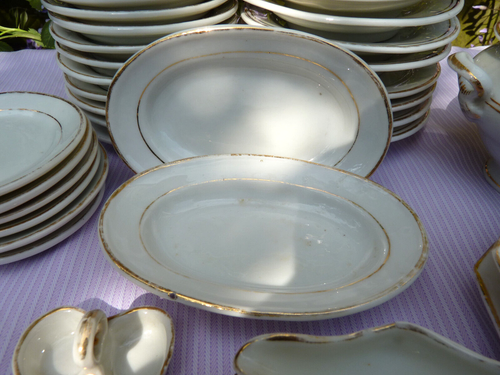 Antique Miniature Dinner Set Service Childs Gilt Trim Porcelain 33 pieces - Picture 3 of 24