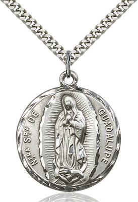 Men's 925 Sterling Silver Our Lady Guadalupe Virgin Mary Medal Necklace ...
