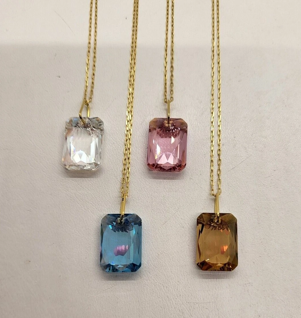m w Gold Vermeil Swarovski Crystal Emerald Cut 6432 Pendant