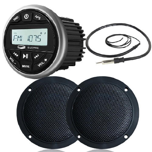 Marine Stereo Bluetooth Waterproof Boat AM FM Radio+Waterproof Speaker ...
