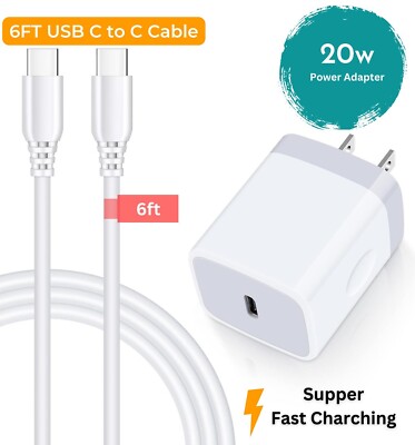 20W USB-C to C Cable Fast Charger for iPhone 15 Pro Max, Samsung Galaxy 23 Ultra