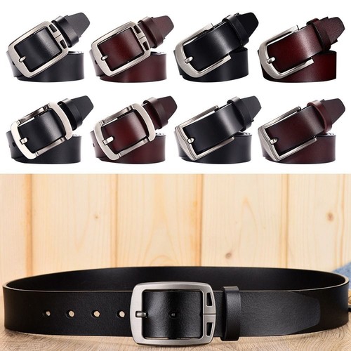 Casual Vintage Pin Buckle Waistband Pants Bands Genuine Leather Belt Men Belts eBay