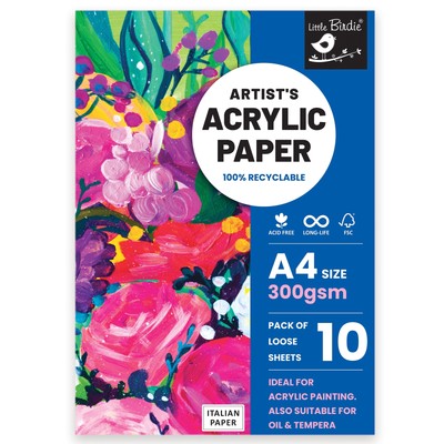 Little Birdie Artist's Acrylic A4 Paper 300gsm-10 Sheets - 3 Pack