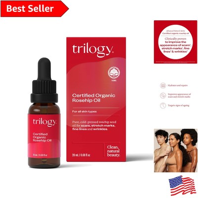 Certified Organic Rosehip Oil - Reduces Wrinkles, Scars, Stretchmarks - 0.67 oz