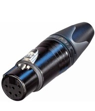 Neutrik 6 Pin NC6FXX-B Female XLR Connector. Black Body, silver Pins