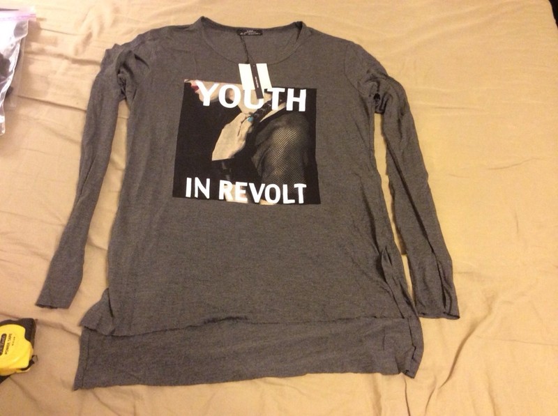 Zara Printed T-Shirt Size M Grey Marl