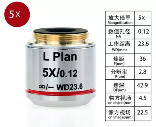 WD Long Working Distance Infinity Plan Achromatic Microsocpe Objective Lens - Picture 15 of 18