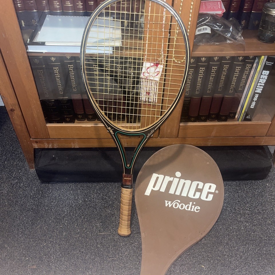 Vintage 1980 Prince Woodie Tennis Racket 4 3/8” With Original Cover