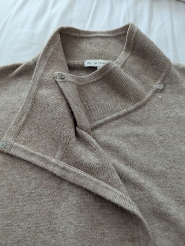White + Warren Cardigan Sweater Jacket Snap Collar Pockets Beige Medium Women's - Picture 7 of 14