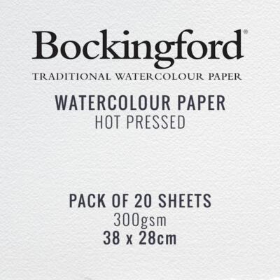 Bockingford Hot Pressed Watercolour Paper 300gsm 38 x 28cm Pack of 20 Sheets