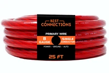 BEST CONNECTIONS 8 Gauge 25 ft. Red Translucent Power/Ground Electrical Auto