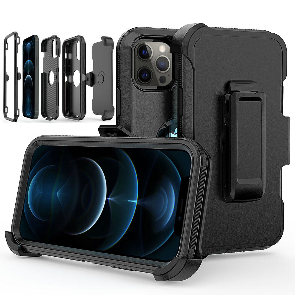 For iPhone 14 15 Pro Max 13 12 Heavy Duty Shockproof Phone Case Cover+Belt Clip