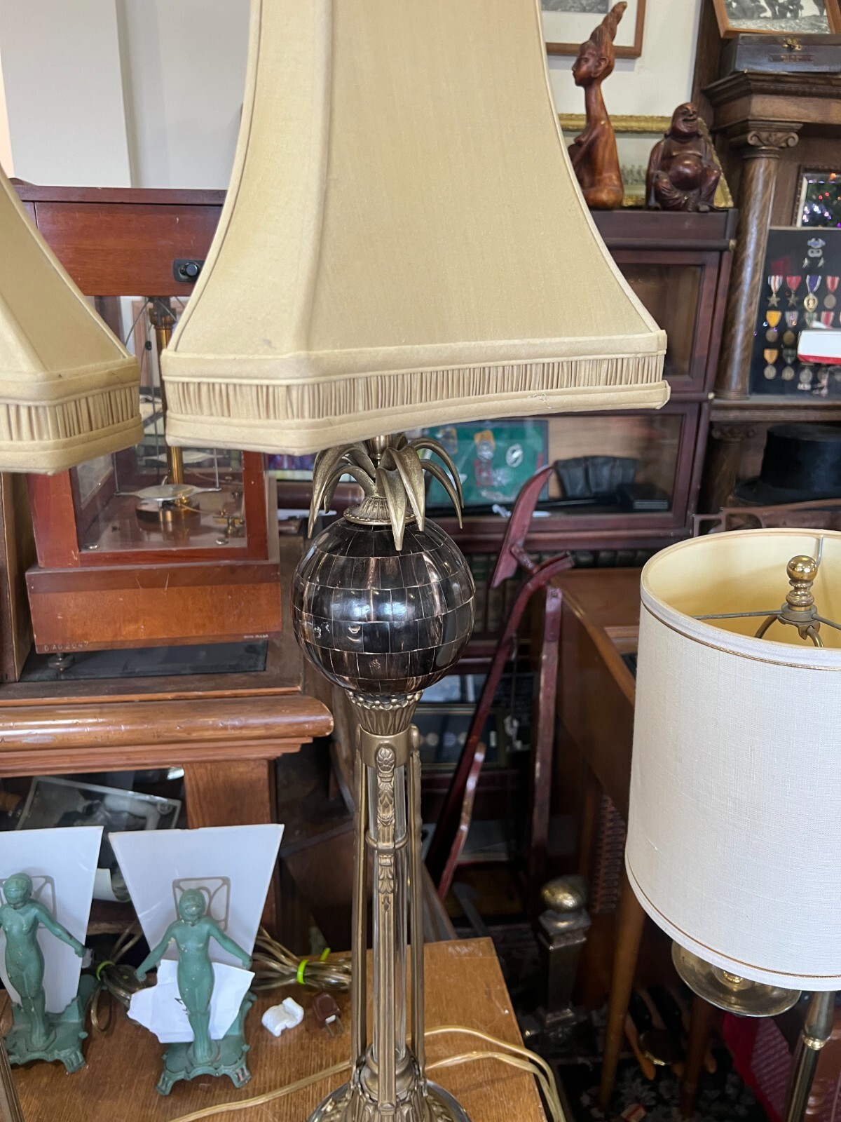 Pair of Vintage Fredrick Cooper Hollywood Regency Metal/Acrylic Pineapple Lamps