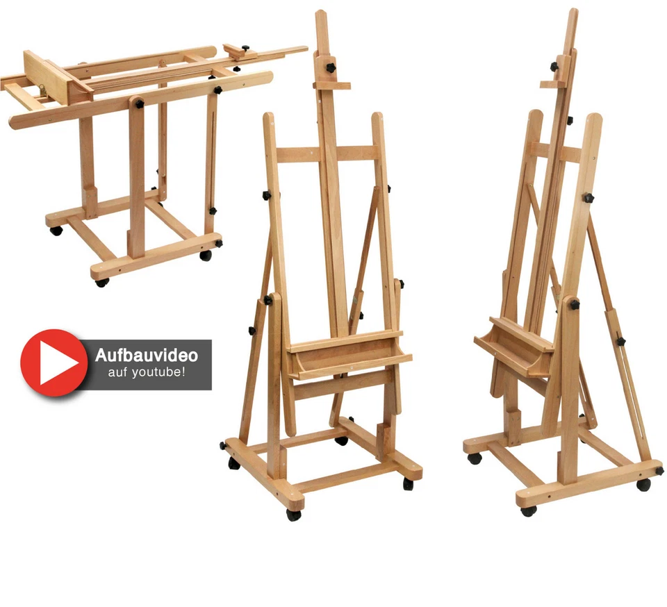 Profi-Staffelei Modell 120, Buchenholz FSC, Studio-, Atelierstaffelei, standfest - Bild 3 von 4